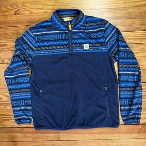 Passenger Men's Set Off Recycled Polar 1/4 Zip Fleece Pullover XL Blue Yellow
